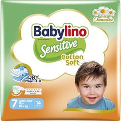 Babylino Sensitive Pieluszki Rozmiar 7, Extra Large Plus (15+ kg), 14 sztuk