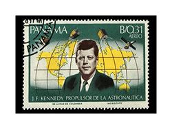 Wee Blue Coo Postage Stamp Panama Us President John Kennedy JFK Wall Art Print