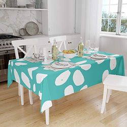 Bonamaison Kitchen Decoration, Tablecloth, Turquoise, White, 140 x 160 Cm - Designed and Manufactured in Turkey