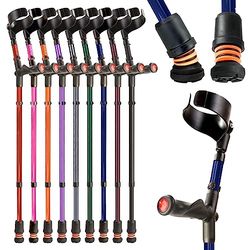 Flexyfoot Shock Absorbing Comfy Grip Double Adjustable Crutch - Improves Safety, Improves Grip, Reduces Shocks & Jarring – Right Handed - Blue