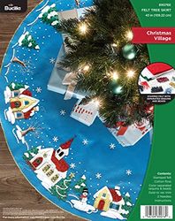 Plaid Falda de Fieltro para árbol de Navidad, algodón, Pueblo de Navidad, Talla única