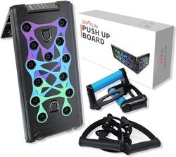 DH FitLife Push-upboard, extra breed, push-upgrepen, 17-in-1 multifunctioneel, 88 cm, voor krachttraining van het bovenlichaam, met 2 fitnessbanden