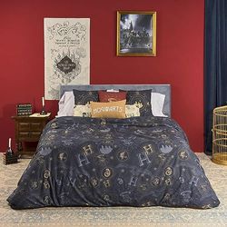 BELUM | Copripiumino Microsaten Harry Potter per letto da 120 - Misure Prodotto: (200 x 200 cm.) - Modello: Hpotter Gold