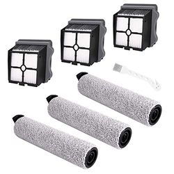 LesinaVac Replacement Brush Roller and Vacuum Filter Compatible with iFloor 3/iFloor One S3 Cordless Wet Dry Vacuum Cleaner (3 Brush Roller+3 HEPA Filters)