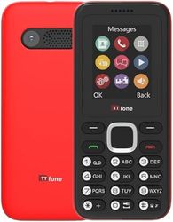 TTfone TT150 Celular Básico Libre con Bluetooth, Batería de Larga Duración, Dual SIM con Cámara y Juegos, Fácil de Usar, Robusto y Ligero (Rojo, con Cargador)