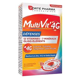 Forté Pharma - Multivit' 4G Défenses - Complément Alimentaire Forme et Tonus - 12 Vitamines et 7 Minéraux - Renforcé en Zinc, Vitamine D, Magnésium - Anti fatigue - 30 comprimés Bi-couches