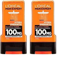 L'ORÉAL Paris Men Expert Hydra Energetic Gel Doccia Uomo, Taurina Effetto Sveglia Immediato, 300 ml (Confezione da 2)