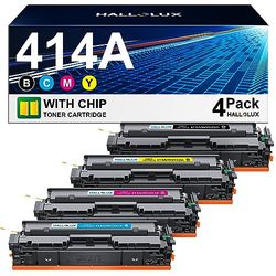 HALLOLUX 414A Toner Cartridges 4 Pack with Chip Replacement for 414A W2020A 414X Works with Color Pro MFP M479fdw M454dw M454dn M479fdn Color Laserj Enterprise M480f M455dn(4 Pack)