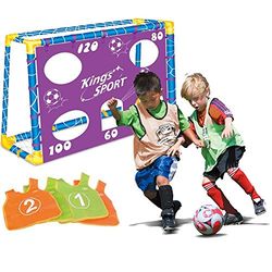 BAKAJI Porte de Football pour Enfants en Plastique avec Filet 130 x 100 cm pour séance d'entraînement et punitions avec bâche Trous Score Ballon casaces et tampons