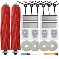 Accessories Kit Compatible with Roborock Q Revo Robtic Vacuum Cleaner, 2 Main Brush Roller, 4 Hepa Filters,4 Mop Pads,4 Dust Bags, 6 Side Brush,20 Pack Replacement Parts