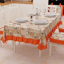 PETTI Artigiani Italiani - Nappe de Table en Plastique avec Volants, Nappe de Table en Coton Lidia Orange 140 x 180 cm 100% fabriquée en Italie