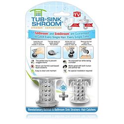 TubShroom and SinkShroom Drain Protectors Hair Catchers for Bathtubs and Sinks, Silicone, Gray