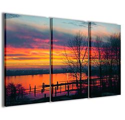 Coquitlam Sunset - Impresión sobre lienzo con 3 paneles ya enmarcados, lista para colgar, 120 x 90 cm