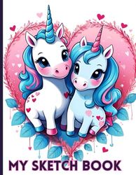 Unicorn Couple Sketchbook: Lovely Unicorn Couple Sketchbook Cover, 102 Pages, 8.5 x 11 Page Size, 100 Blank Pages, Girls and Kids Sketchbook
