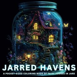 Jarred Havens: A Pocket-Sized Coloring Book of Fairy Houses in Jars