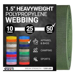 Strapworks Unisex Volwassen Polypropyleen Webbing Duurzaam Poly-omsnoering voor Outdoor DIY Uitrusting, 3,8 cm x 45,7 m, Bruine Olijf, 1.5" x 50Yard