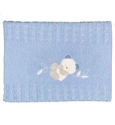Andy & Helen 2/558cd03 c Couverture Berceau Brodé Fil Coton, Bleu Ciel
