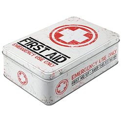 Nostalgic-Art Caixa de metal retro First Aid Kit, ideia de presente para fãs de nostalgia, lata metálica com tampa, design vintage, 2,5 l