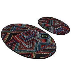Ensemble de tapis de salle de bain (2 pièces) couleur géométrique
