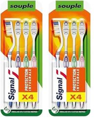 SIGNAL - Brosse à Dents Protection Intégrale - Brosse 100% recyclable fabriquée avec 80% de plastique recyclé - Souple (lot de 8 brosses à dents)