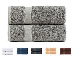 Todocama Lot de 2 Serviettes de Douche, 100% Coton 550 g/m², Extra Douces, très absorbantes et à séchage Rapide. Dimensions : 70 x 140 cm, Couleur Gris Clair.
