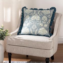Paoletti Kirkton Floral Pleat Fringe Polyester Filled Cushion - Twin Pack