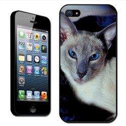 Fancy A Snuggle Hardcover-achterkant voor het aansluiten van Apple iPhone 5, motief blauwe kat