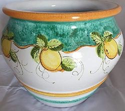 VASO CACHEPOT IN CERAMICA DI VIETRI DIPINTO A MANO; DIAMETRO CM. 31, ALTEZZA CM.24. TERRACOTTA CASA GIARDINO MADE IN ITALY