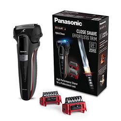 Panasonic Series 500 ES-LL41 Afeitadora, Recortadora y Perfilador Todo en Uno, Wet&Dry, 3 Cuchillas, Accesorio TRIMMER Modo Turbo Indicadores LED Motor Lineal 13.000 Oscilaciones Color Negro y Rojo