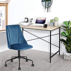 FURNITURE-R France Sillón de Oficina con Respaldo ergonómico y Funda de Tela de Terciopelo, Azul