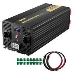 VEVOR Modifierad sinusvågsomvandlare, 6 000 W, växelriktare, DC 12 V till AC 230 V, med LCD-skärm, fjärrkontroll, EU-kontakt, LED-indikator, för husbil, bil, båt, resor