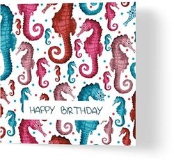 Wuzci Tarjeta de cumpleaños con texto en inglés A Seahorse Happy Birthday, 150 mm de largo x 150 mm de ancho