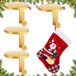 Photect 4 Pcs Metal Circular Christmas Stocking Holders Heavy Duty Mantel Stocking Peg Hangers Weighted Flat Fireplace Hooks for Christmas Holiday Party Decoration(Silver)