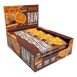 Warrior Raw Protein Flapjacks – 12 Bars x 75g Each – Packed with 20g of Protein – Low Sugar, High in Fibre (Chocolate Orange)