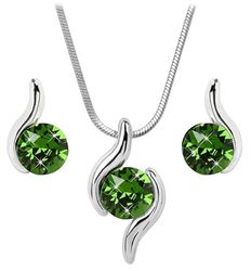 Levien A Fitting Set van Chaton Wave Fern Green Kettingen en Oorbellen sLE0310, Standaard, Metaal, Geen edelsteen