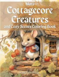 More Cottagecore Creatures and Cozy Scenes Coloring Book: A Coloring Book for Kids and Adults, Full of 40 Whimsical Black Line and Grayscale Cottage ... Frogs, Mushrooms, Foxes, Hedgehogs, and more