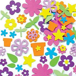 Baker Ross Autocolantes de flores de jardim feitos de espuma para artesanato para crianças perfeitos para decorar cartões álbuns coleiras e outros trabalhos manuais infantis (embalagem de 200) (EK342)