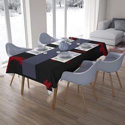 Bonamaison, Anti-moisissure, Séchage Rapide, Résistant aux Taches, Lavable en Machine, 100% Polyester Nappe de Table, Rouge Noir, 140 x 200 Cm - Conçu et Fabriqué en Turquie