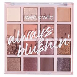 Wet n Wild Always Blushin' Eyeshadow Palette, Blendable Neutral Eye Shadows with Matte, Sparkle, Glitter Finishes for Soft Glam Looks, Nude Eyeshadow Palette with 16 Ultra-Pigmented Shades