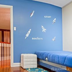 FLEXISTYLE Specchio Decorativo Rocket, Modern Design Decoration, 3mm Acrylic Mirror from EU, Living Room, Bedroom, Hallway, Unbreakable, DIY Home Decoration, Silver, Made in EU