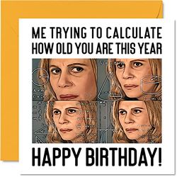 Funny Birthday Cards for Men Women - Confused Math Lady Meme - Rude Birthday Card for Brother Sister Friend Colleague Mum Dad Son Daughter, 145mm x 145mm Joke Humour Banter Bday Greeting Cards