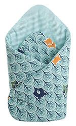 Medi Partners Innerkudde 100% bomull 75 x 75 cm filt babyhörna, dubbelsidig mjuk året runt, multifunktionell, antiallergiska spädbarn (björn i skogen med mynta prickar)