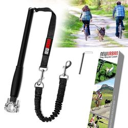 NEWURBAN Laisse de Vélo pour Chien – Installation Facile – Vélo pour Chien Mains Libres – Laisse d'exercice – pour L'entraînement, Le Jogging, Le Cyclisme et l'extérieur – Corps Noir et Poignée Noire