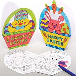 Baker Ross AX775 Cartes panier de Pâques vierges - Paquet de 10, parfaits pour les enfants à décorer, projet d'artisanat de Pâques idéal pour les groupes scolaires, domestiques et artisanaux