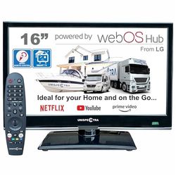 Unispectra® 16“ Smart TV (webOS) Full HD 230V 24V Triple Tuner: Sat, Antenne, Kabel TV, 3xHDMI, 2xUSB, Magic Remote. 12V TV voor campers, caravans, vrachtwagens, bestelwagens, boten