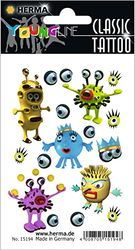 HERMA 15194 Temporary Tattoos "Monster" Waterproof Tattoo Stickers for Skin for Girls, Boys and Adults, 10 Tattoo Stickers for Children