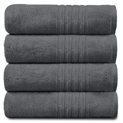 GC GAVENO CAVAILIA Luxury 450 GSM Jumbo Bath Sheet, Highly Water Absorbent Towels, Pack Of 4 Towel Set, Charcoal, 80X170