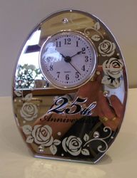 Shudehill 25e zilveren bruiloft verjaardag gespiegelde klok geschenken, 17cm x 13cm