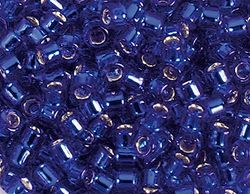 Perles japonaises cylindre Treasure argenté bleu marine 1,8mm.11/0 100gr.