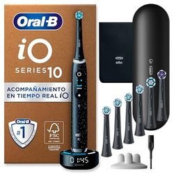 Oral-B iO 10 Cepillo de Dientes Eléctrico Negro Con Estuche Cargador De Viaje + 7 Cabezales De Recambio Negros Oral-B iO
